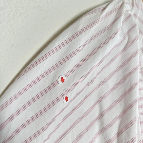 Ganni Stripe Long Puff Sleeve Cotton Mini Dress Cherry Blossom size 38/M/6 - Picture 4 of 16